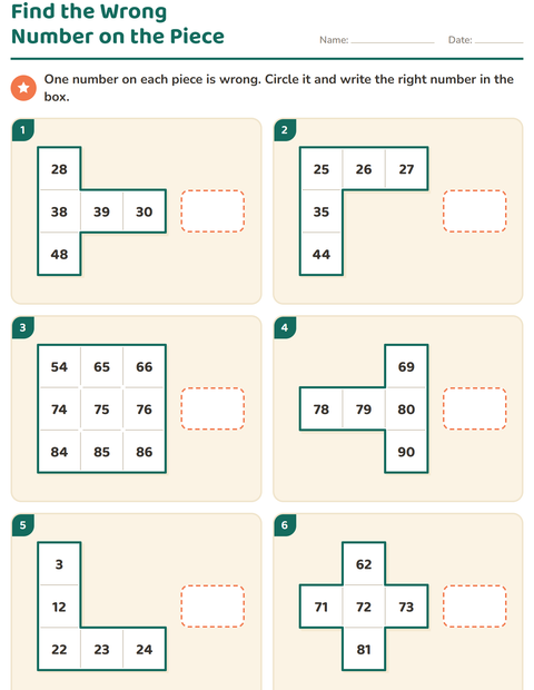 Preview of Hundreds Chart Puzzles worksheet for grade 1