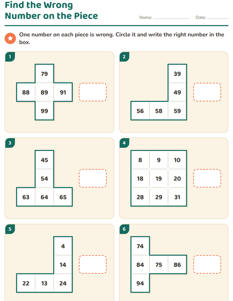 Preview of Hundreds Chart Puzzles worksheet for grade 1