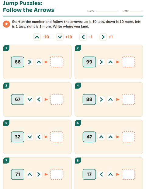 Preview of Hundreds Chart Puzzles worksheet for grade 2