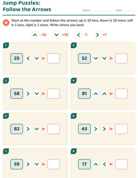 Preview of Hundreds Chart Puzzles worksheet for grade 2