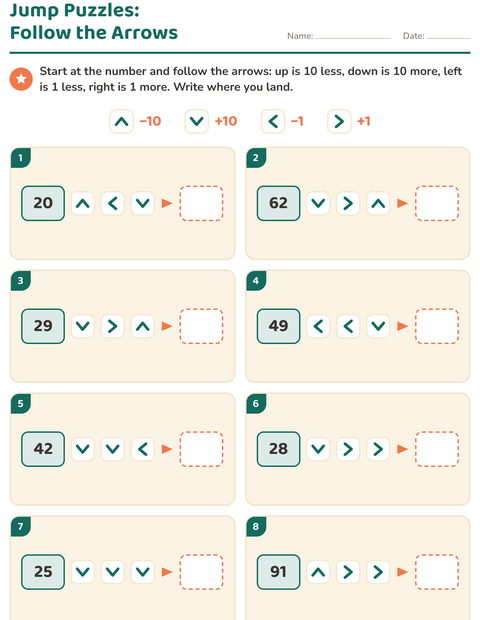 Preview of Hundreds Chart Puzzles worksheet for grade 2