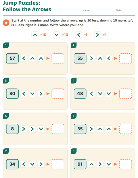 Preview of Hundreds Chart Puzzles worksheet for grade 2