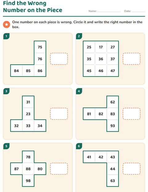 Preview of Hundreds Chart Puzzles worksheet for grade 1