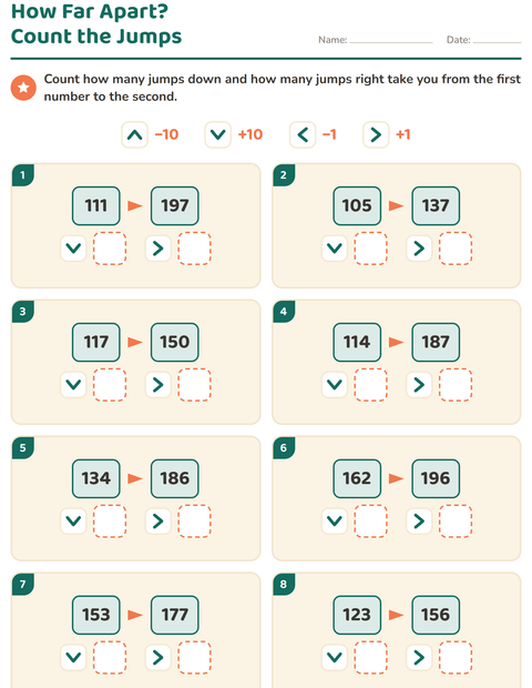 Preview of Hundreds Chart Puzzles worksheet for grade 2