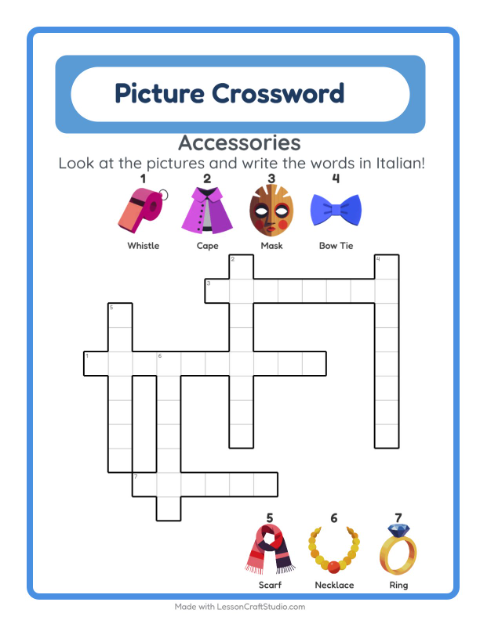 Picture crossword – Accessories