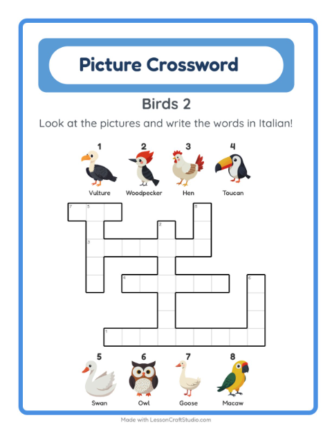 Picture crossword – More Birds