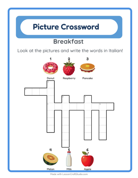 Picture crossword – Breakfast