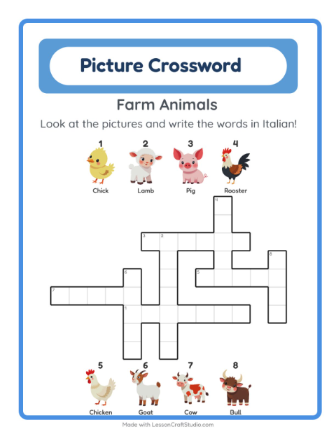 Picture crossword – Farm Animals