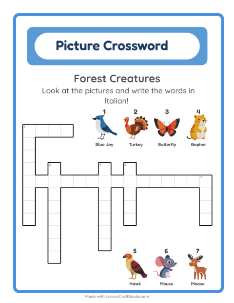 Picture crossword – Forest Creatures