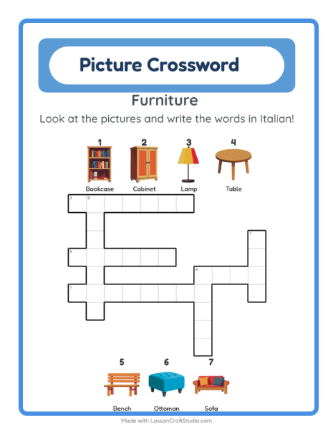 Picture crossword – Furniture