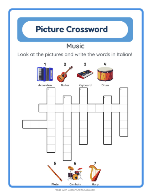 Picture crossword – Musical Instruments