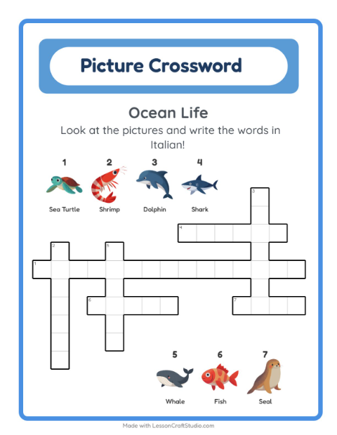 Picture crossword – Ocean Life