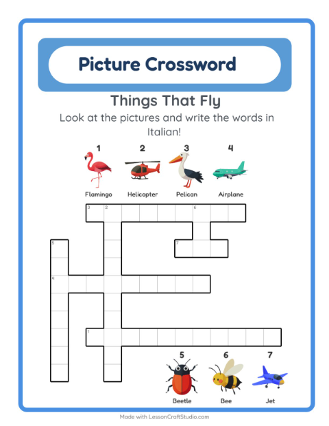 Picture crossword – Things That Fly
