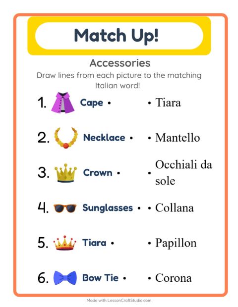 Picture-word match – Accessories