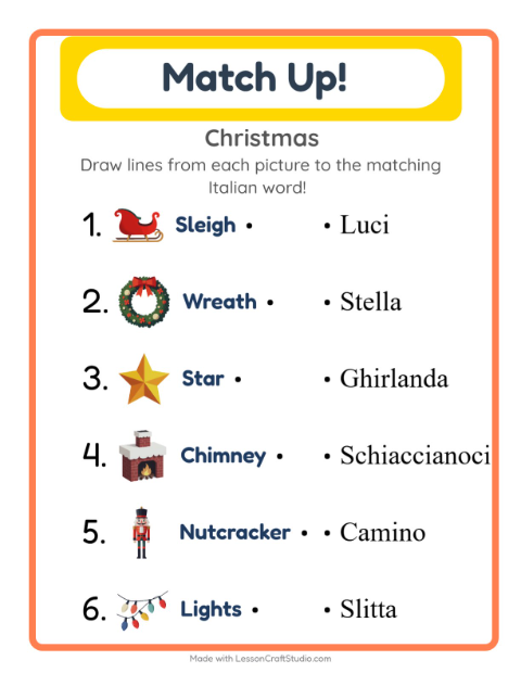Picture-word match – Christmas
