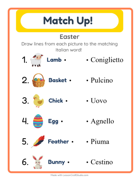 Picture-word match – Easter