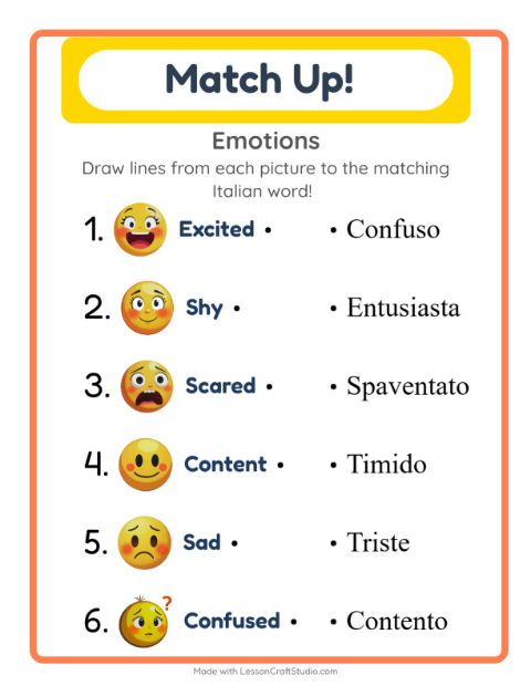Picture-word match – Feelings