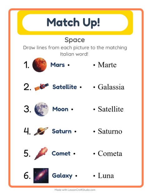 Picture-word match – Space