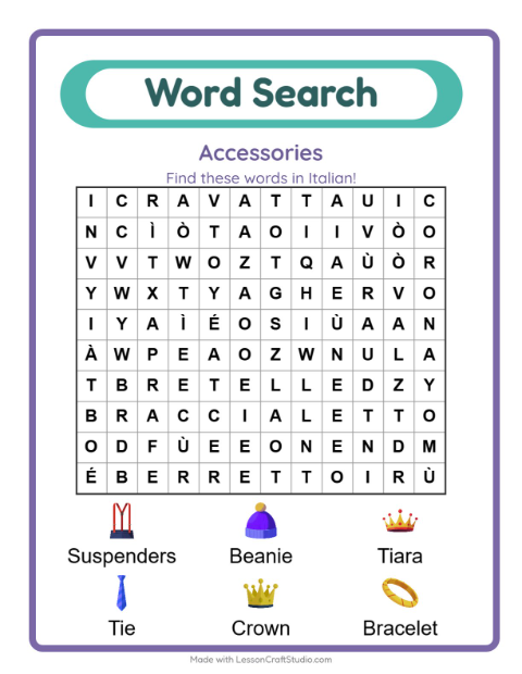 Picture word search – Accessories