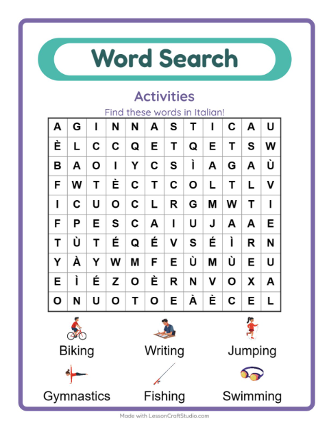Picture word search – Activities
