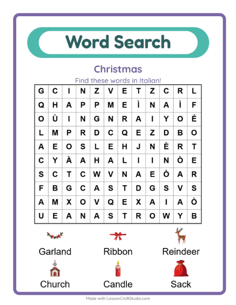 Picture word search – Christmas
