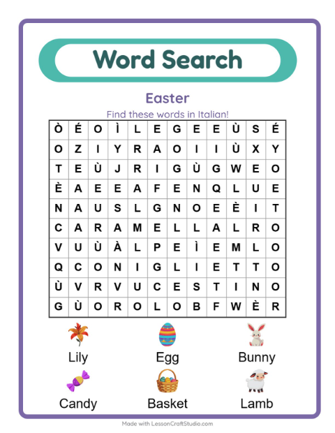 Picture word search – Easter