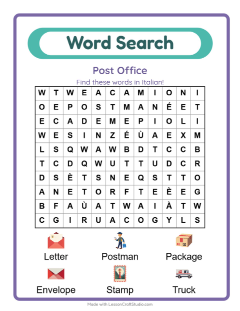 Picture word search – Post Office