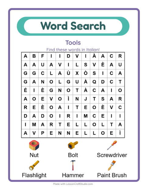 Picture word search – Tools