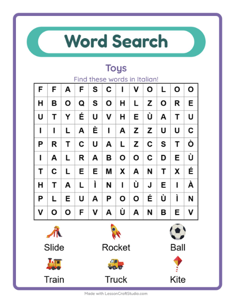 Picture word search – Toys