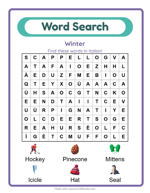 Picture word search – Winter