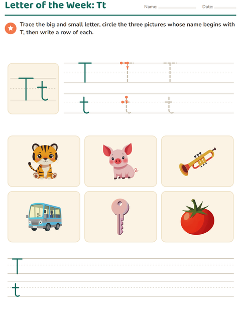 Preview of Letter of the Week worksheet for kindergarten