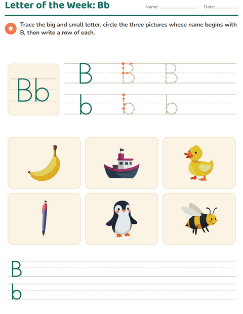 Preview of Letter of the Week worksheet for kindergarten