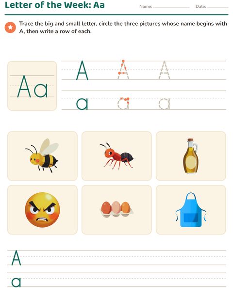 Preview of Letter of the Week worksheet for kindergarten