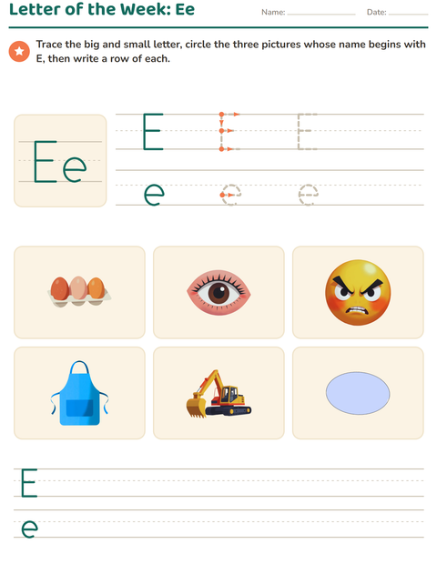 Preview of Letter of the Week worksheet for kindergarten