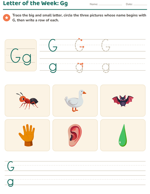 Preview of Letter of the Week worksheet for kindergarten