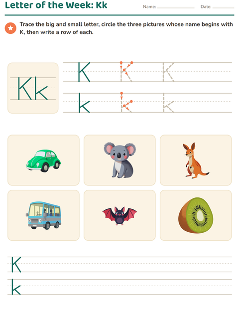 Preview of Letter of the Week worksheet for kindergarten