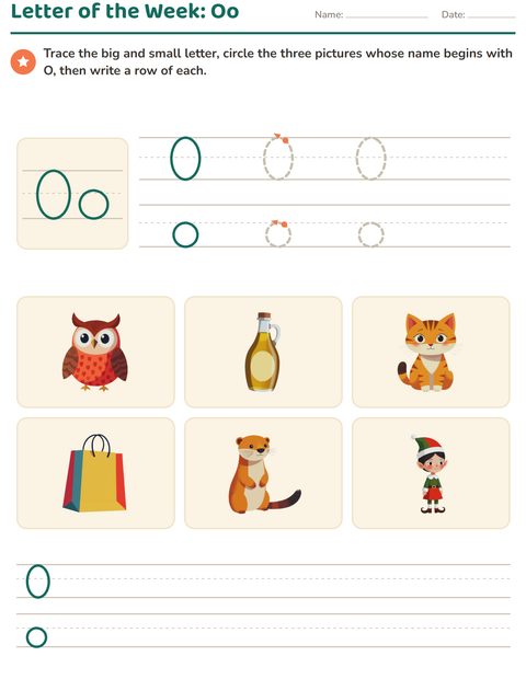 Preview of Letter of the Week worksheet for kindergarten