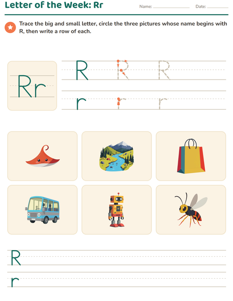 Preview of Letter of the Week worksheet for kindergarten