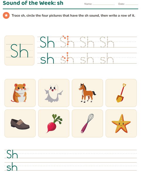 Sound of the Week: Trace the Digraph and Circle the Pictures