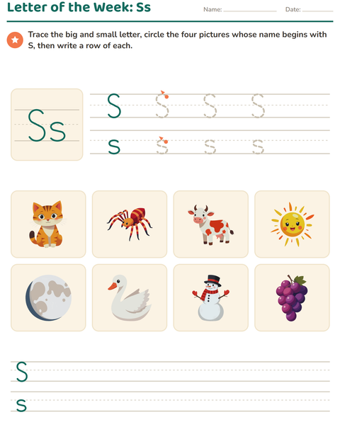 Preview of Letter of the Week worksheet for kindergarten