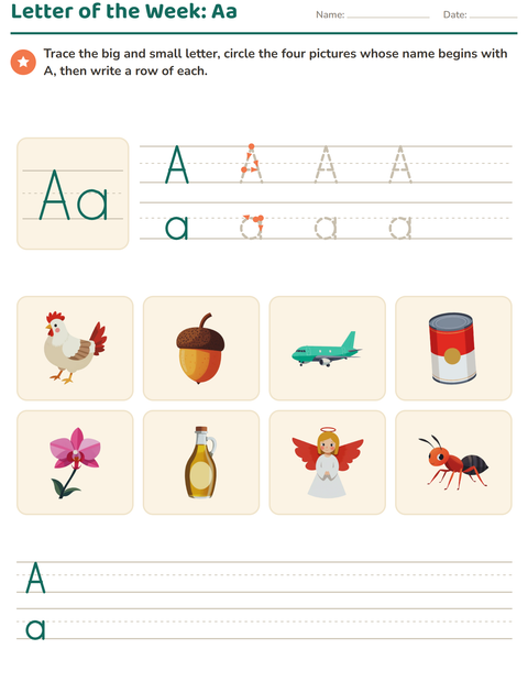 Preview of Letter of the Week worksheet for kindergarten
