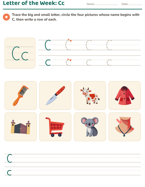 Preview of Letter of the Week worksheet for kindergarten