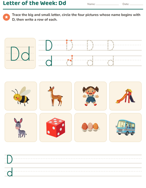Preview of Letter of the Week worksheet for kindergarten
