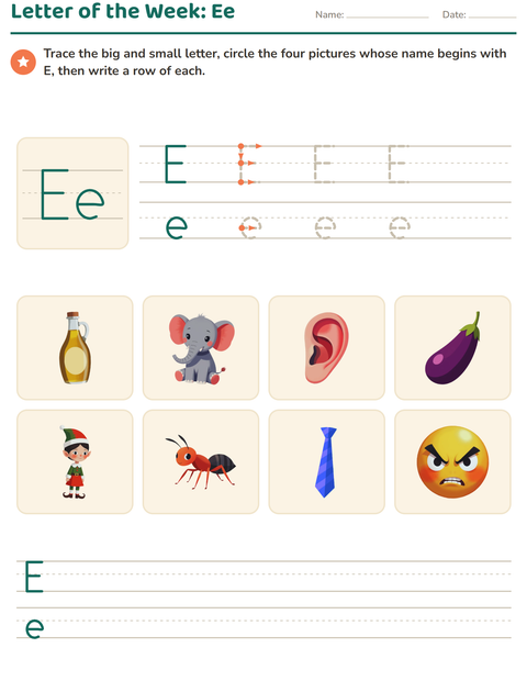 Preview of Letter of the Week worksheet for kindergarten