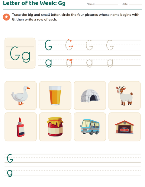 Preview of Letter of the Week worksheet for kindergarten