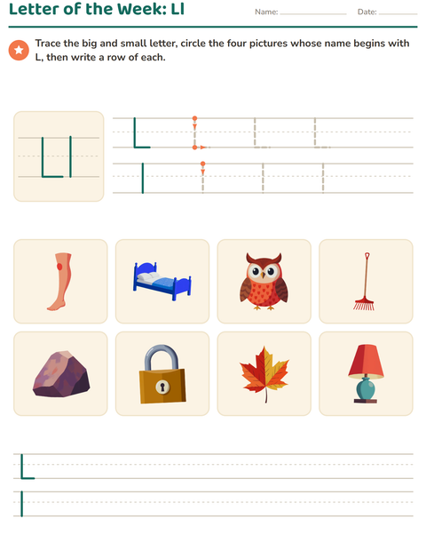 Preview of Letter of the Week worksheet for kindergarten