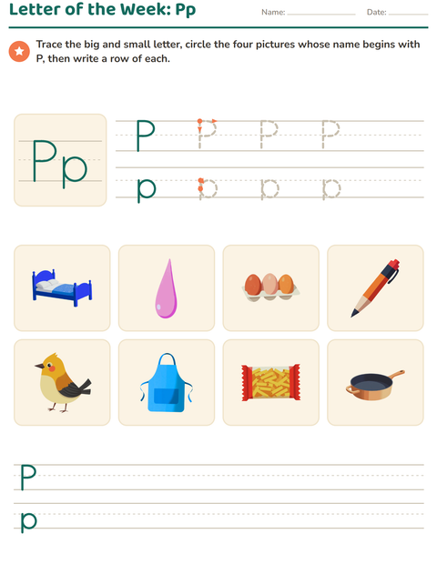 Preview of Letter of the Week worksheet for kindergarten