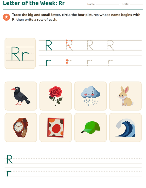 Preview of Letter of the Week worksheet for kindergarten