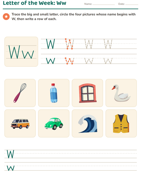 Preview of Letter of the Week worksheet for kindergarten