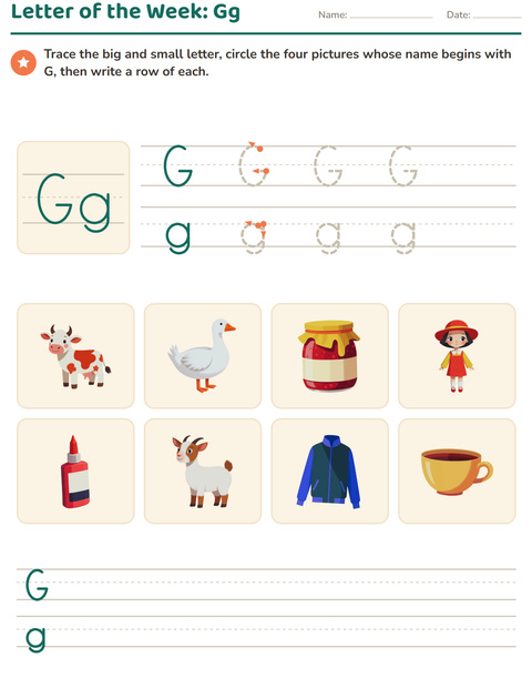 Preview of Letter of the Week worksheet for kindergarten